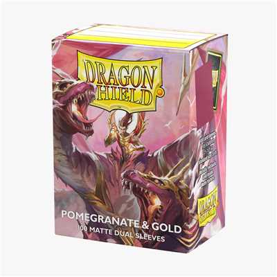 AT-15065 DRAGON SHIELD DUAL MATTE SLEEVES - POMEGRANATE & GOLD (100 SLEEVES)