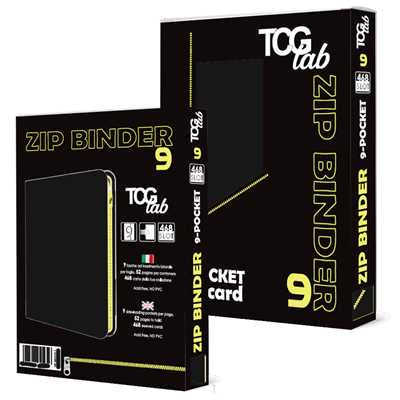 TCGLAB 9-POCKET TRADING CARD BINDER WITH ZIPPER - 468 BLU SCURO - ZIP GIALLA