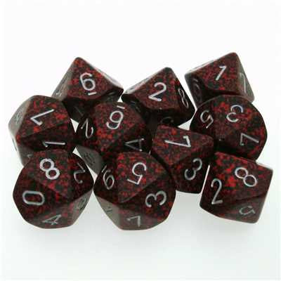 SET 10 DADI D10 SPECKLED SILVER VOLCANO