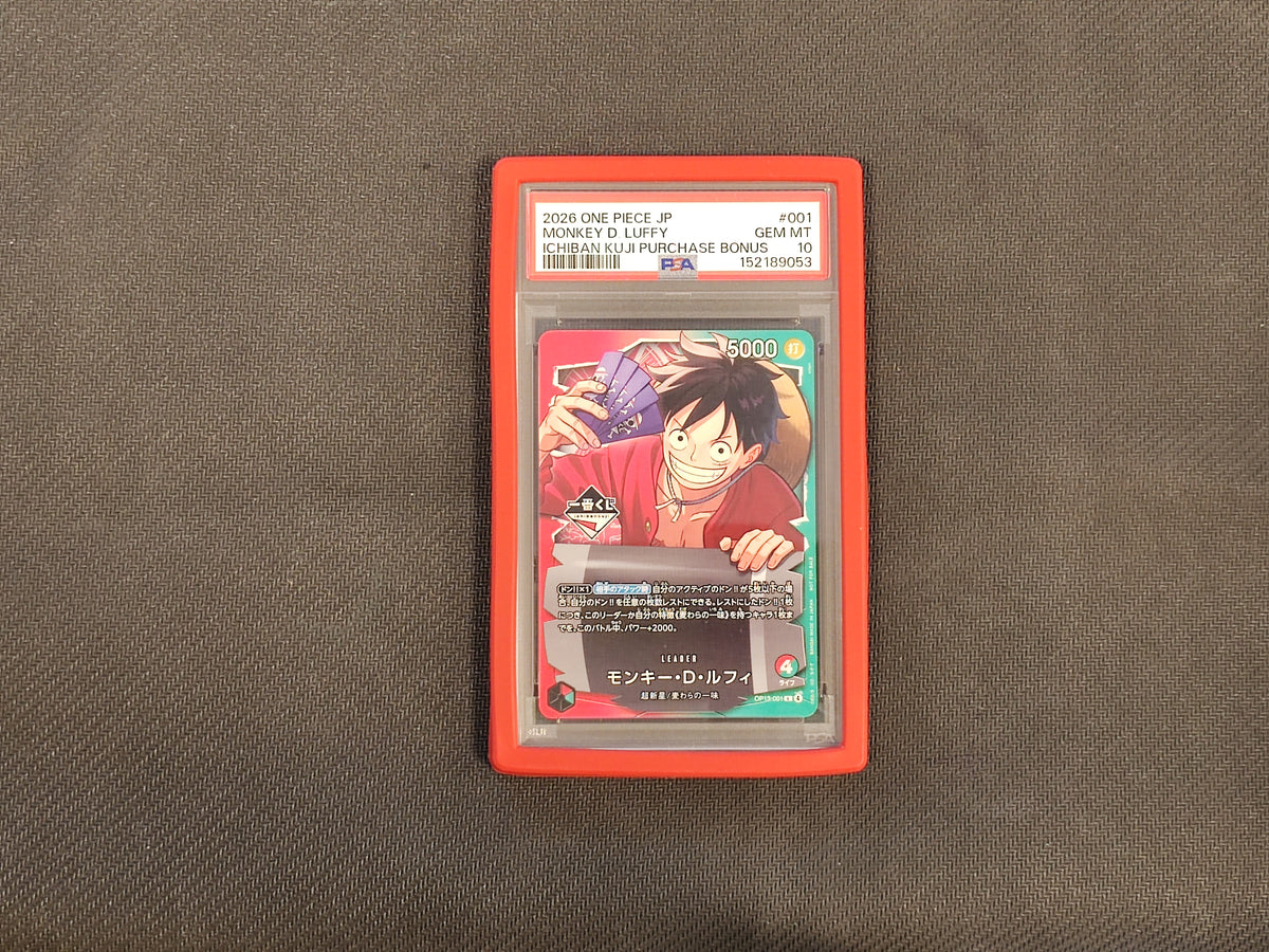 One Piece TCG Monkey D. Luffy Ichiban Kuji OP13-001 PSA 10 (JAP)