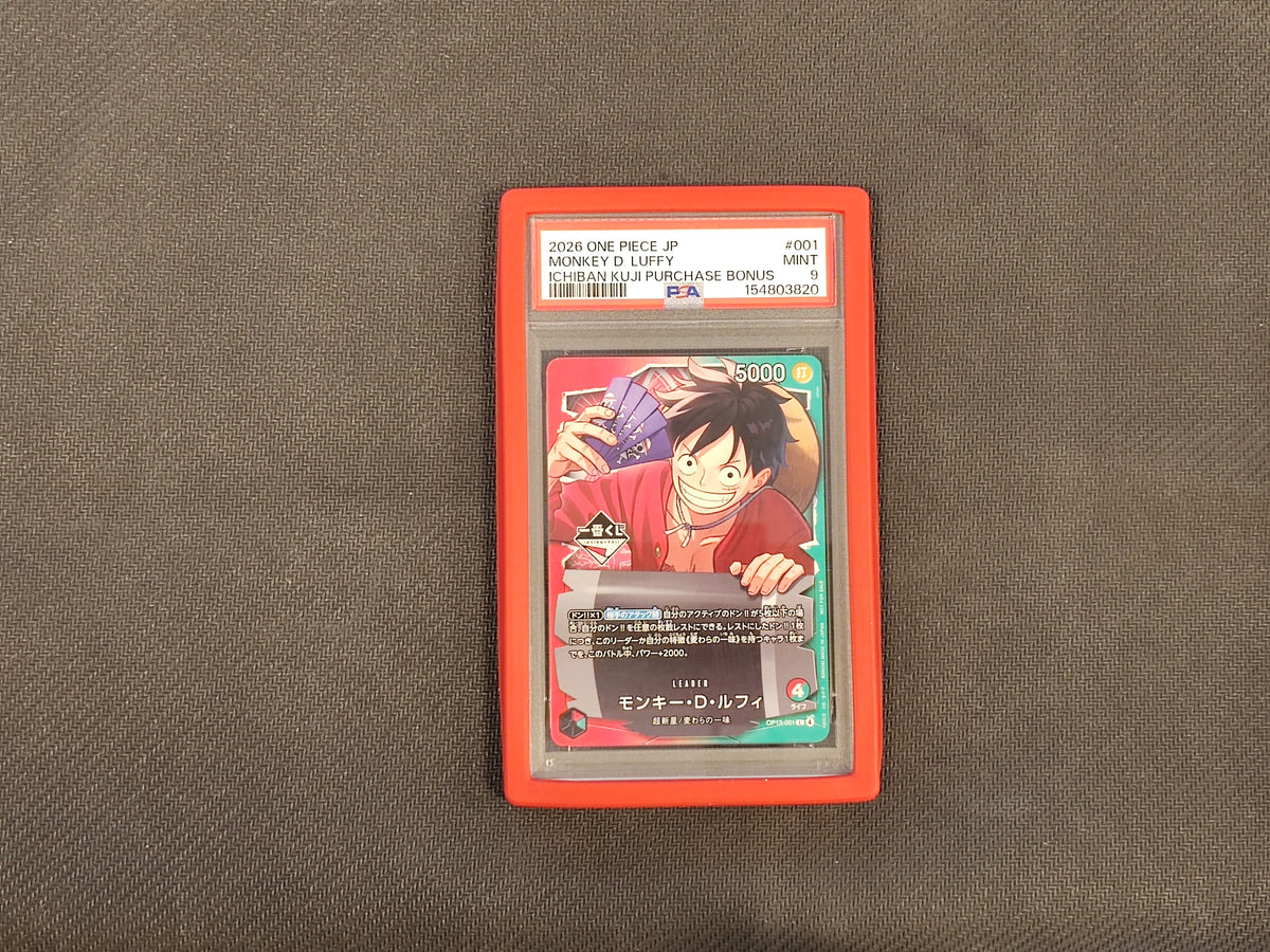One Piece TCG Monkey D. Luffy Ichiban Kuji OP13-001 PSA 9 (JAP)